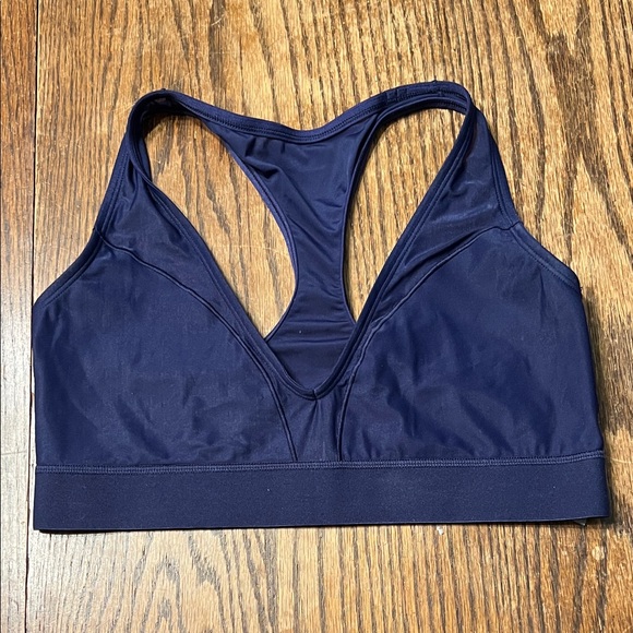 Adam Selman Sport Sheer Racerback Navy Sports Bra - Picture 6 of 7